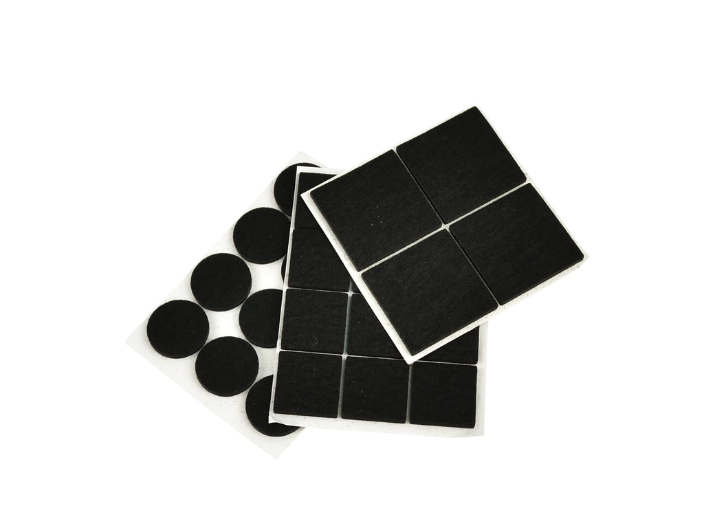 Felt pads 28 pcs: round 25 mm, square 40 mm (black)
