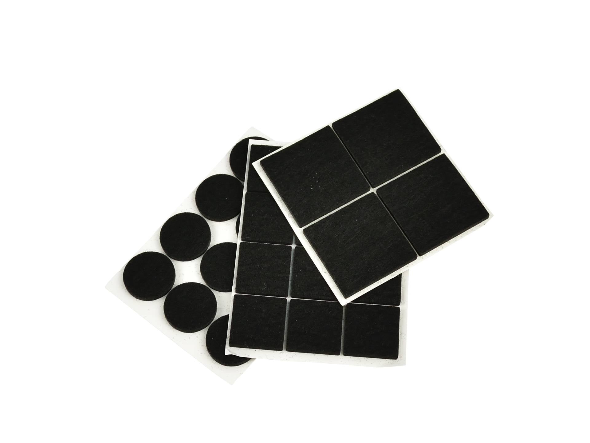 Felt pads 28 pcs: round 25 mm, square 40 mm (black)
