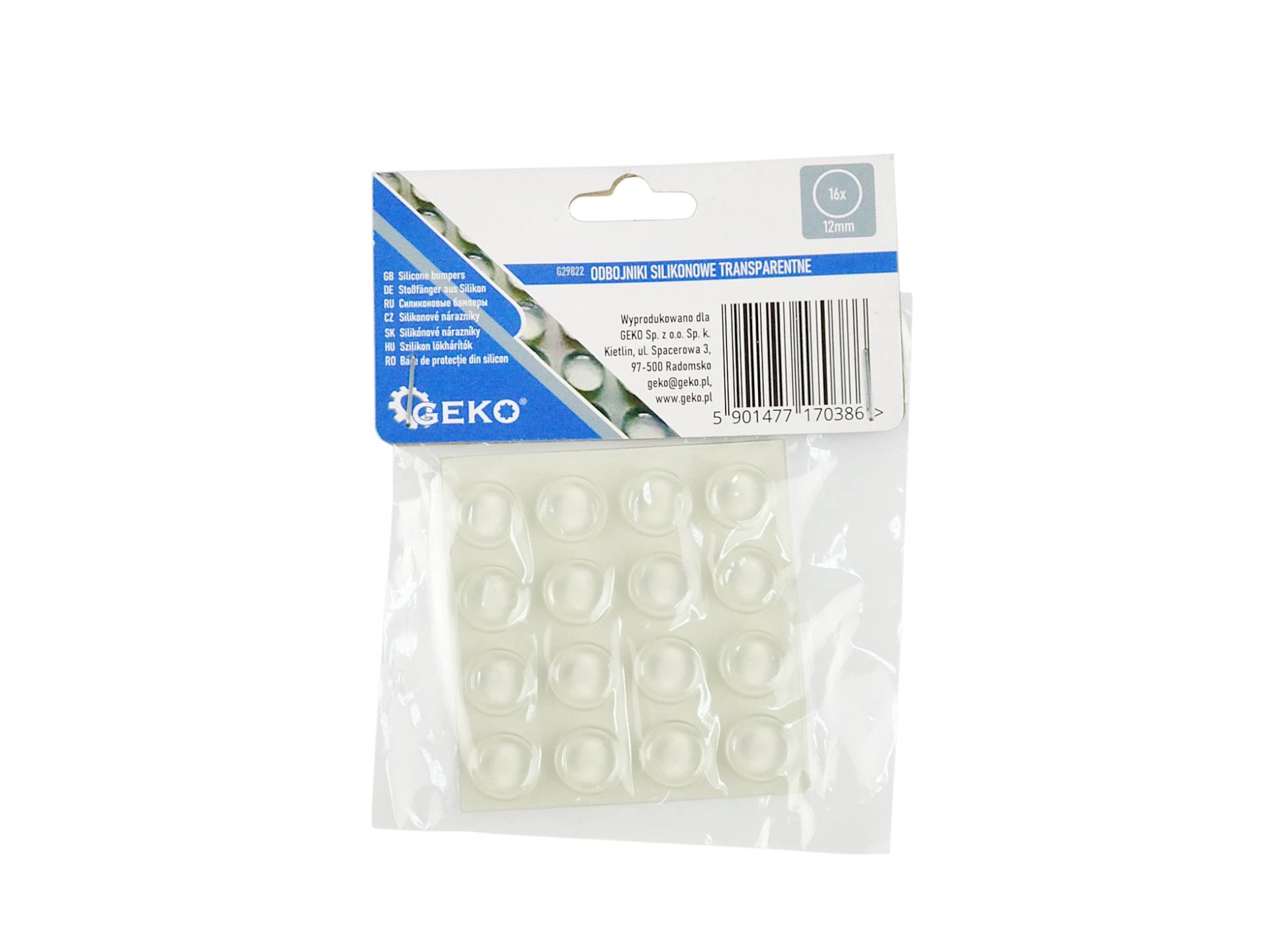 Silicone droplets washers for under furniture, 12mm, 16pcs