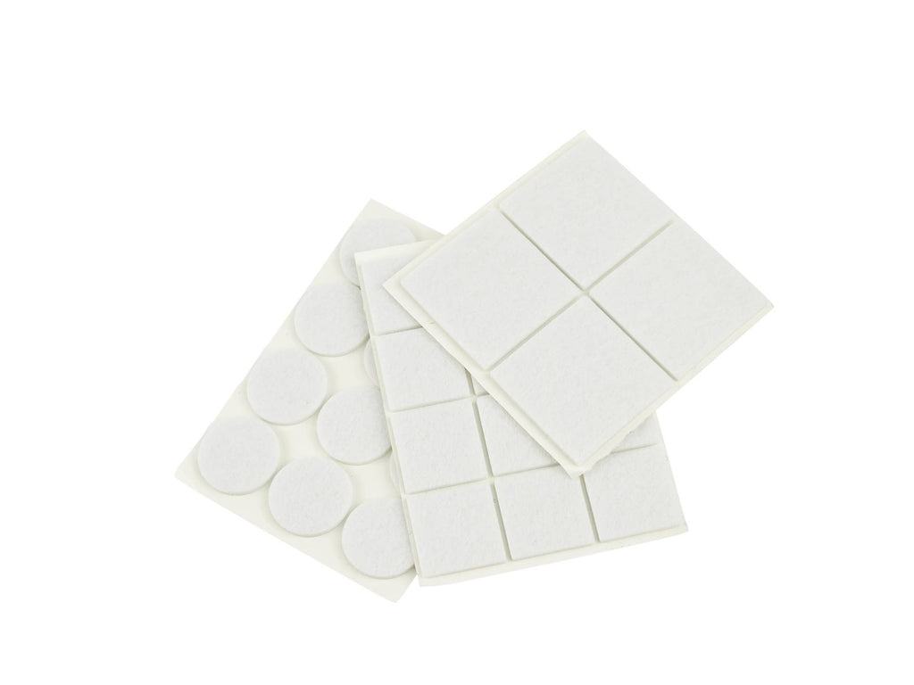 Felt pads 28 pcs round 25mm square 40mm (white)