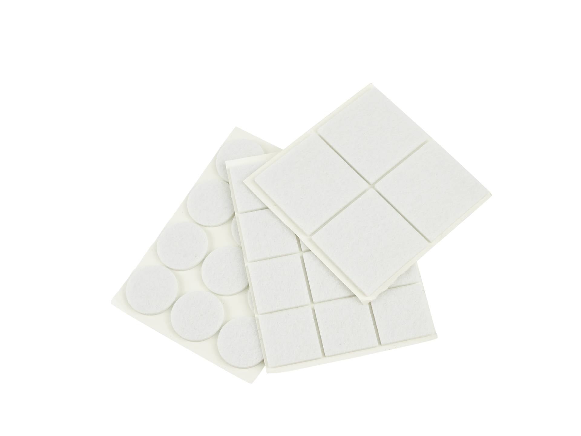 Felt pads 28 pcs round 25mm square 40mm (white)