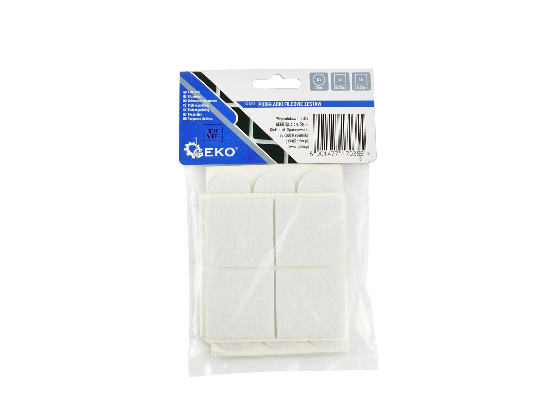 Felt pads 28 pcs round 25mm square 40mm (white)