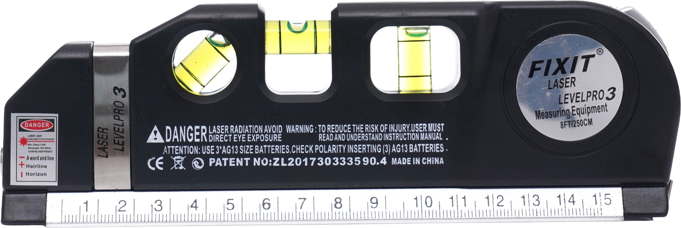 Laser level with 250cm measuring tape KD10437