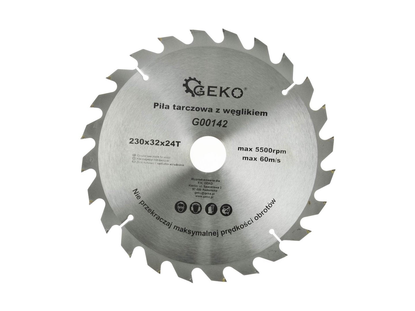 GEKO TCT Circular Saw Blade for Wood, 230 mm x 32 mm, 24T