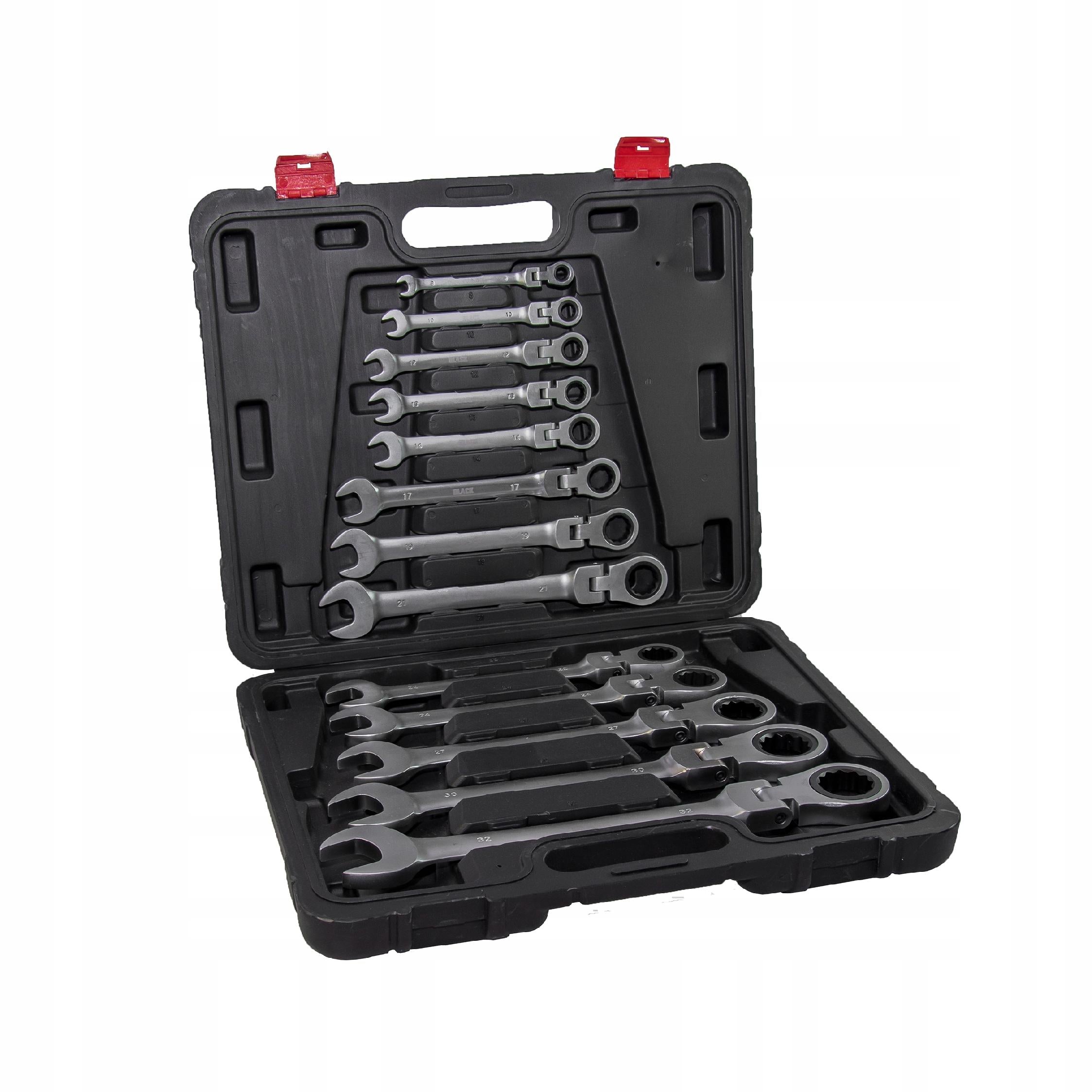 Set of 13 Combination Ratchet Wrenches 8-32mm Black