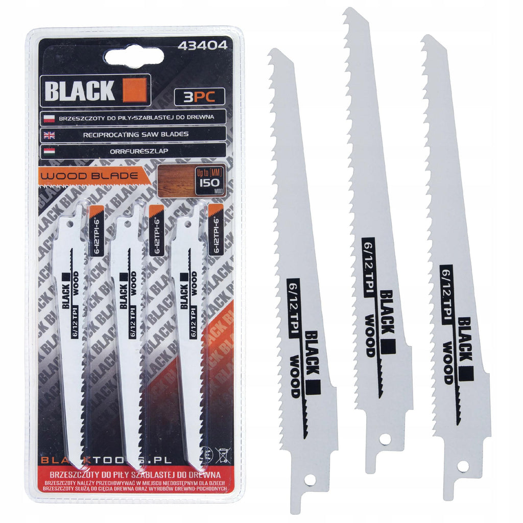Fox Tail Reciprocating Saw Blades 3 pcs for 13mm Handle, Black