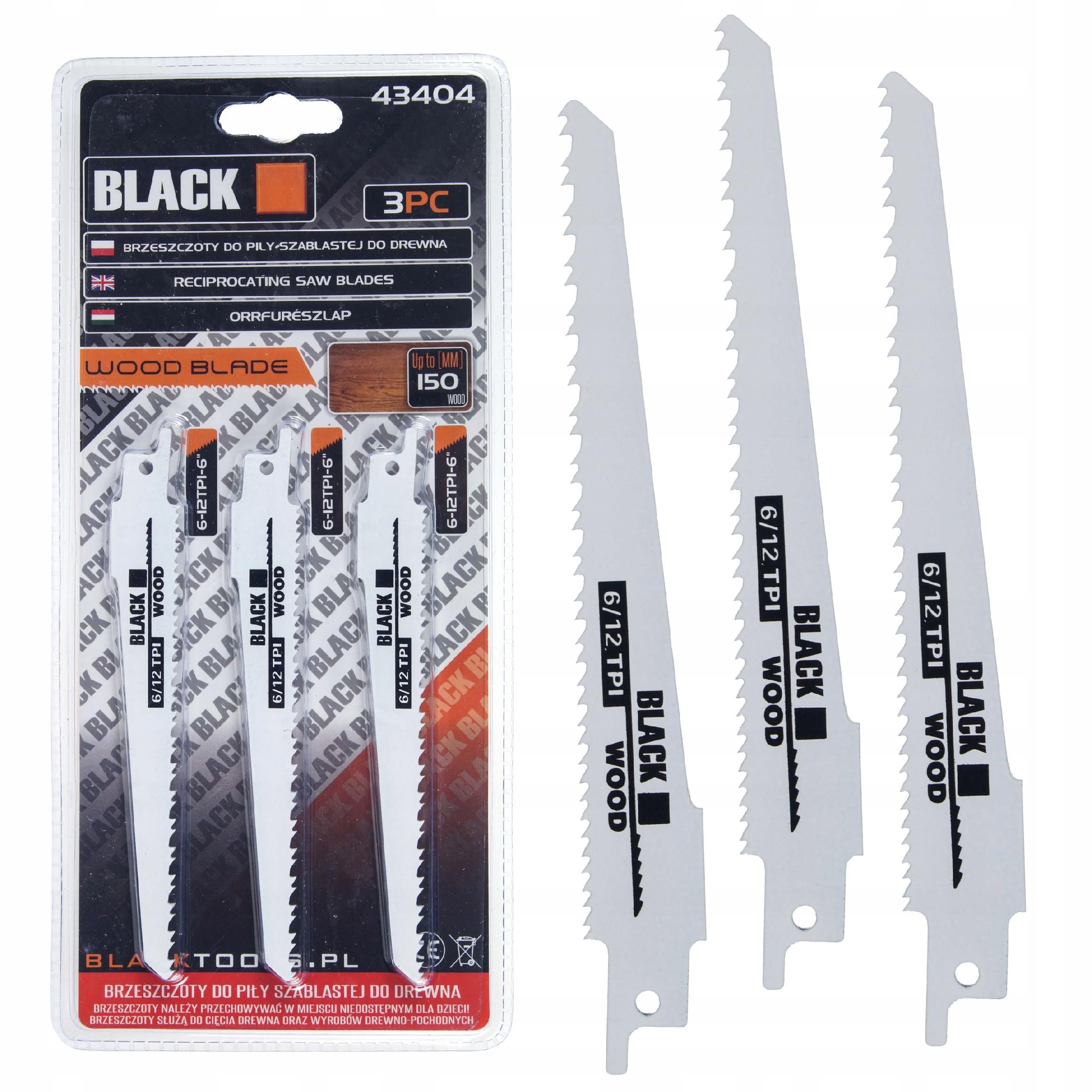 Fox Tail Reciprocating Saw Blades 3 pcs for 13mm Handle, Black