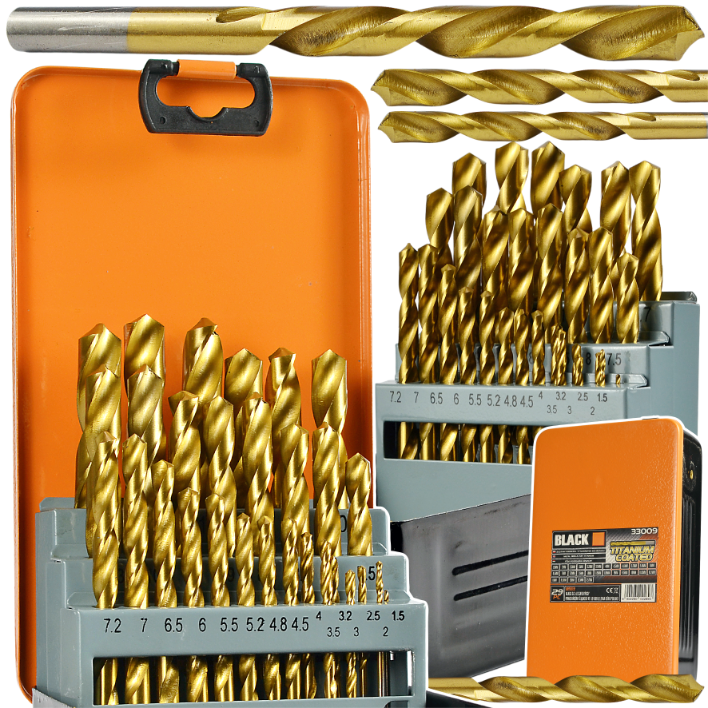 Set of 29 Titanium Drill Bits for Metal