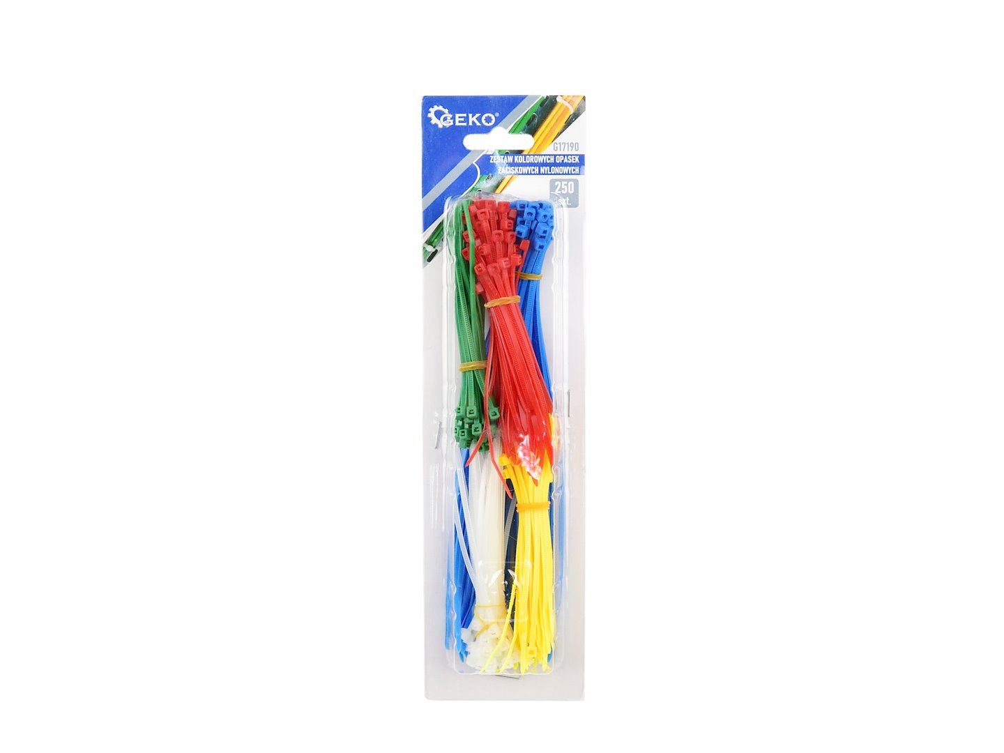 Set of colored self-tightening ties, 250 pcs
