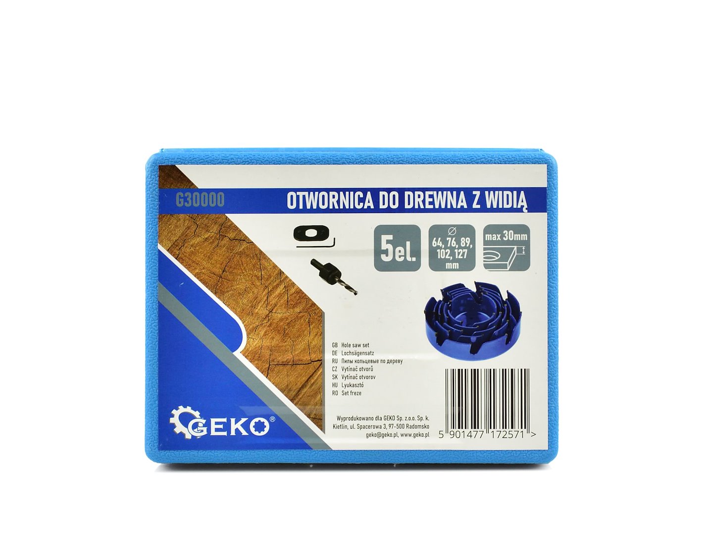 Set of widia hole saws for wood, 5 pcs, 64-127 mm