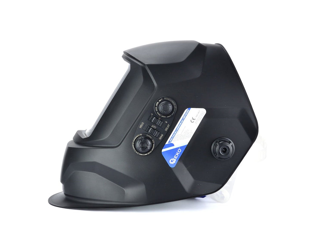 Auto-darkening welding helmet with a large visor
