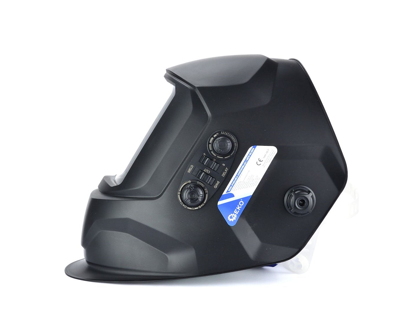 Auto-darkening welding helmet with a large visor