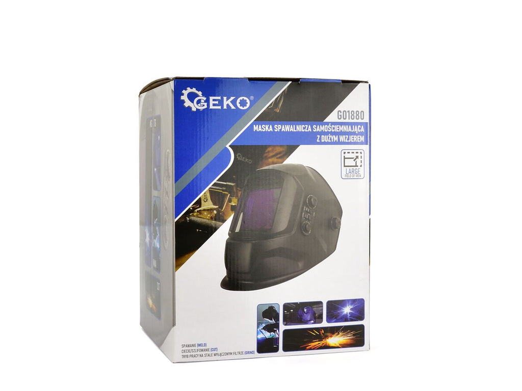 Auto-darkening welding helmet with a large visor