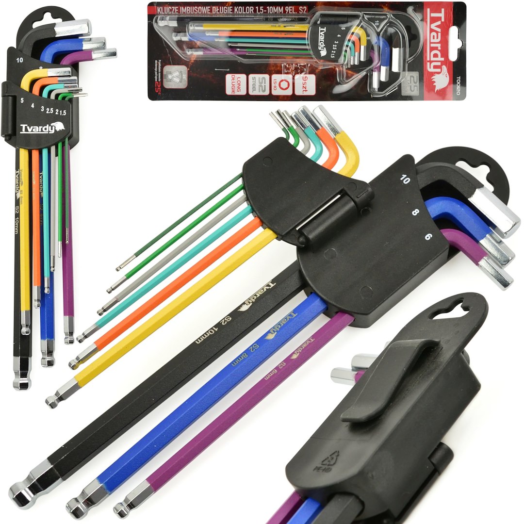 9 pcs Long-Arm Ball-Point Hex Key Set, S2 Material