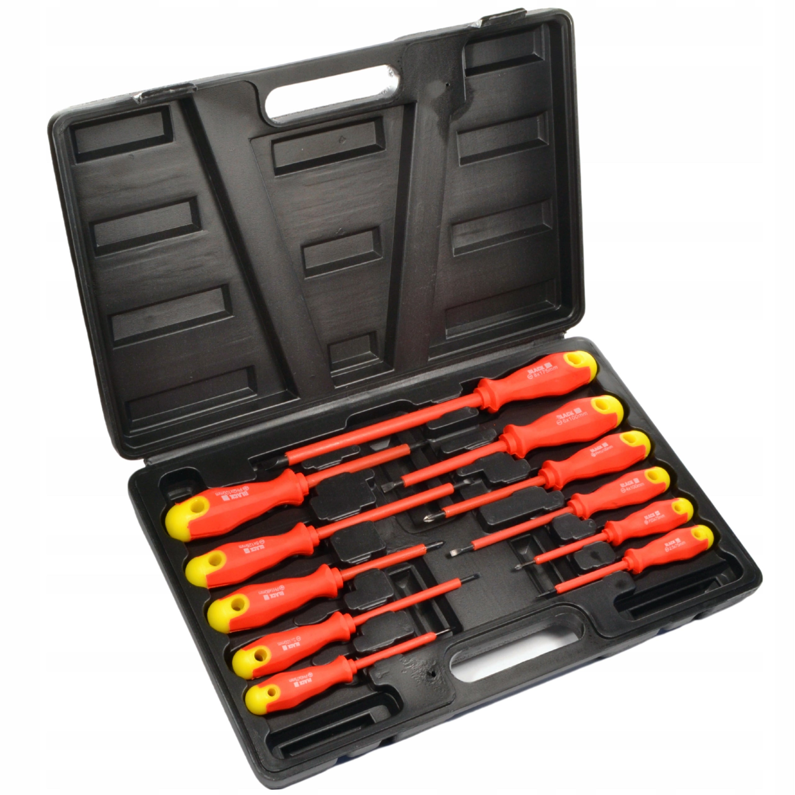 Set of 11 Insulated Screwdrivers for Electricians with Case
