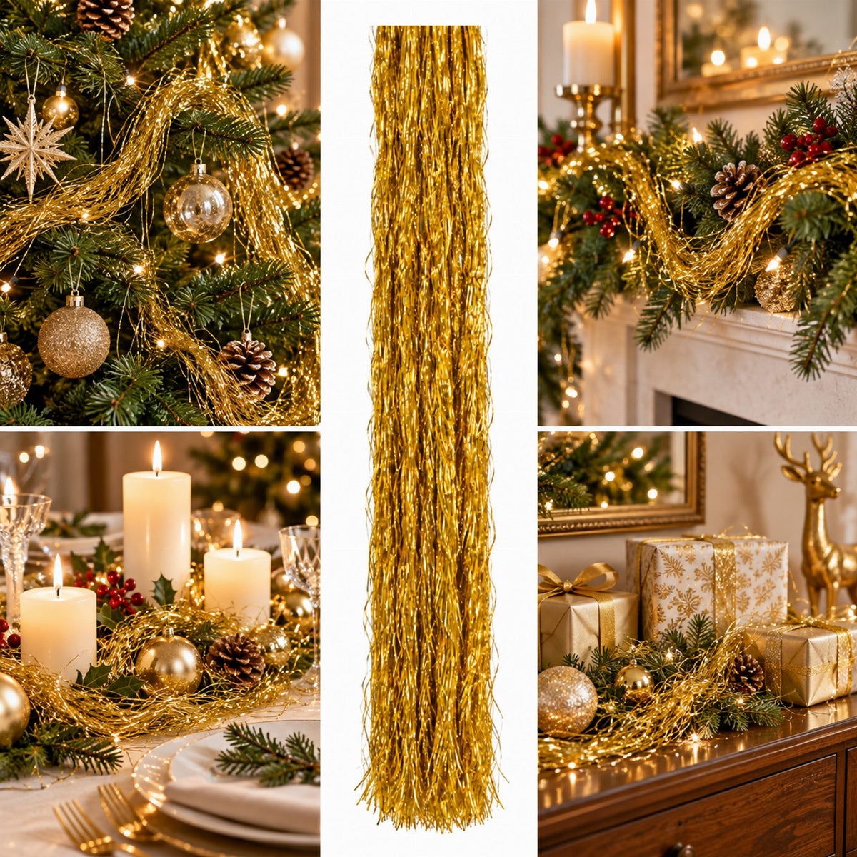 Angel Hair Christmas Decoration 100cm Gold 1 pc