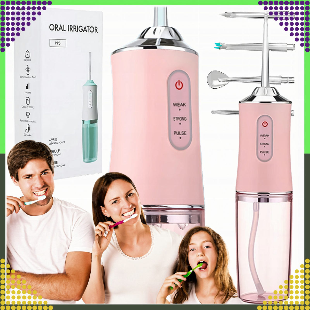Cordless Dental Water Flosser with 4 Nozzles and 3 Modes 220 ml