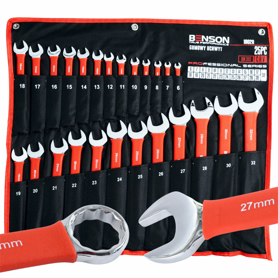 Benson by Black Large Complete Set of 25 Flat Rubber Wrenches 6-32mm