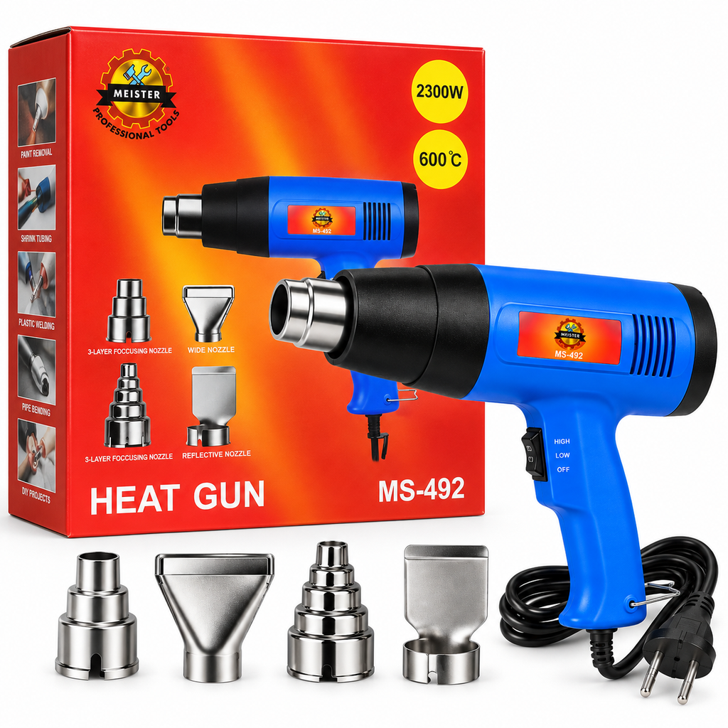 MEISTER MS-492 Heat Gun 2300W 600°C – 2 Modes 500L/min + 4 Nozzles