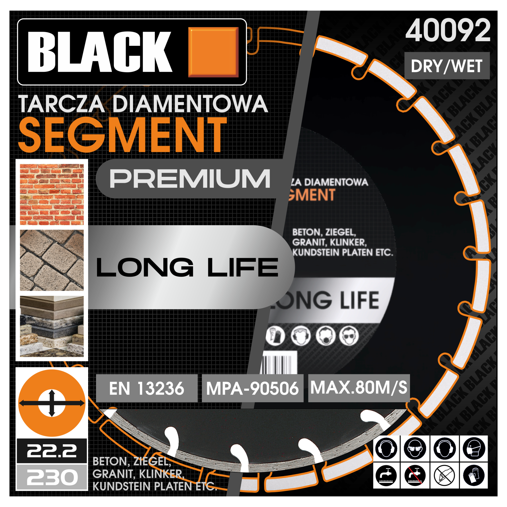 Segmenttüüpi teemantketas betoonile P230mm x 22.2 segment