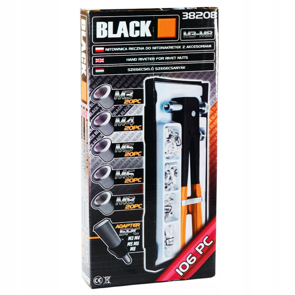 BlackTools Hand Riveter Set for M3-M8 Rivet Nuts, 106 Pieces