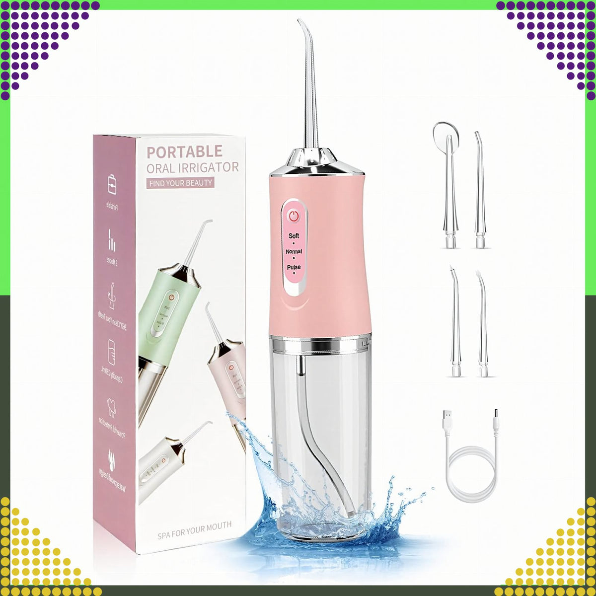 Cordless Dental Water Flosser with 4 Nozzles and 3 Modes 220 ml
