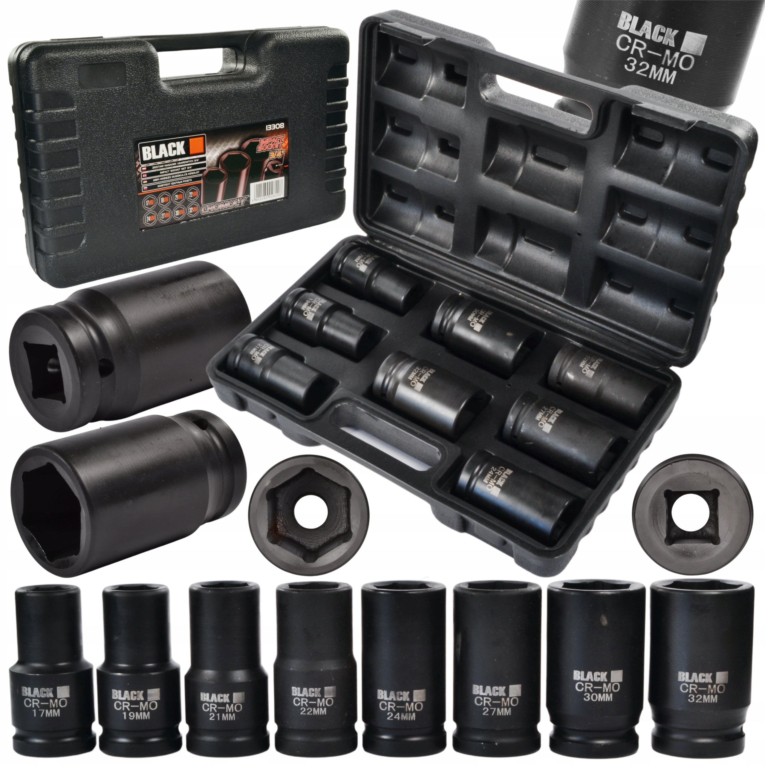 Impact Socket Set 3/4" 17-32mm