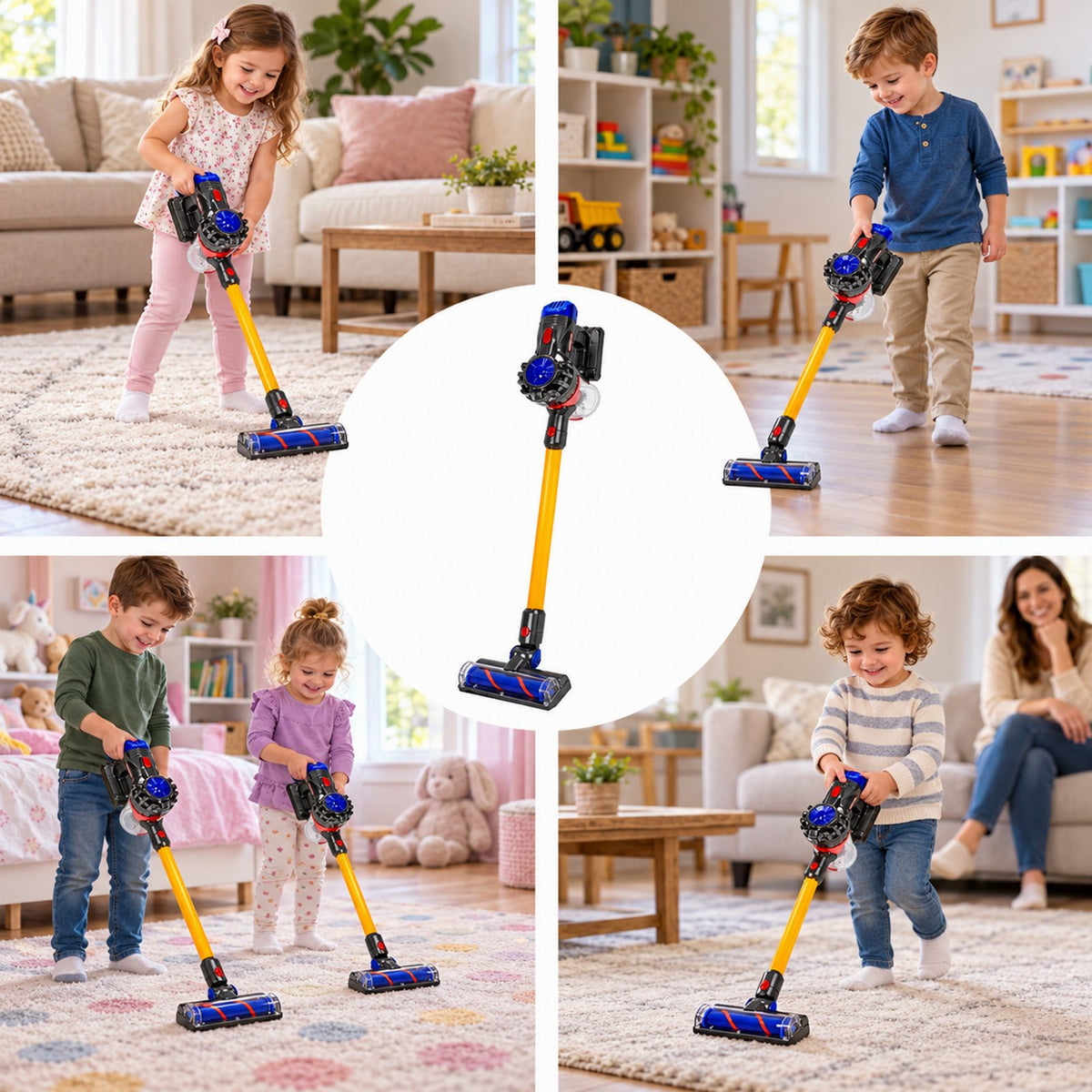 Children's Toy Vacuum Cleaner with Interchangeable Nozzles and Balls