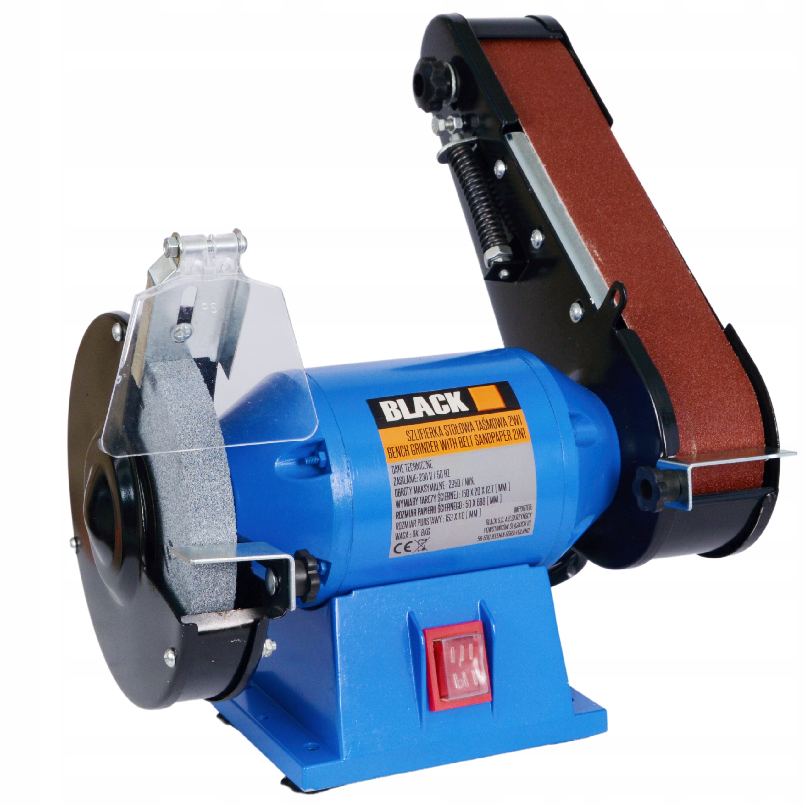 Pingiga kettas-lintlihvija Black 150/686, 250W, kahekordne funktsioon, pehme käivitus