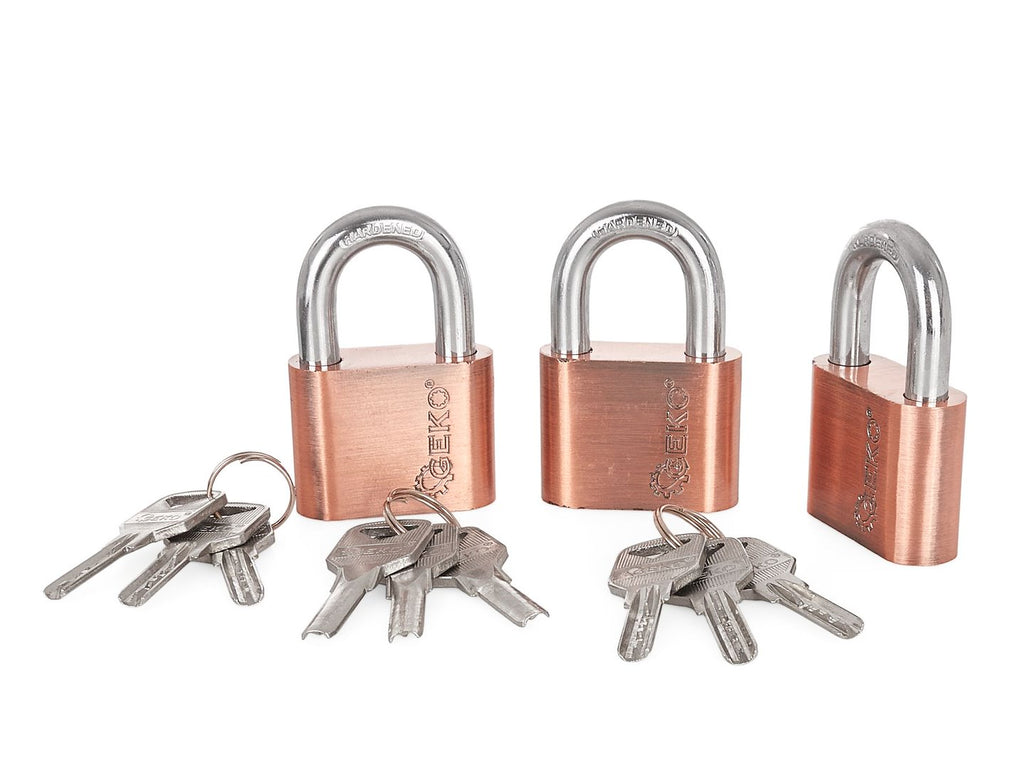 Set of nickel-plated padlocks, 50 mm, 3 pcs (one-key system)