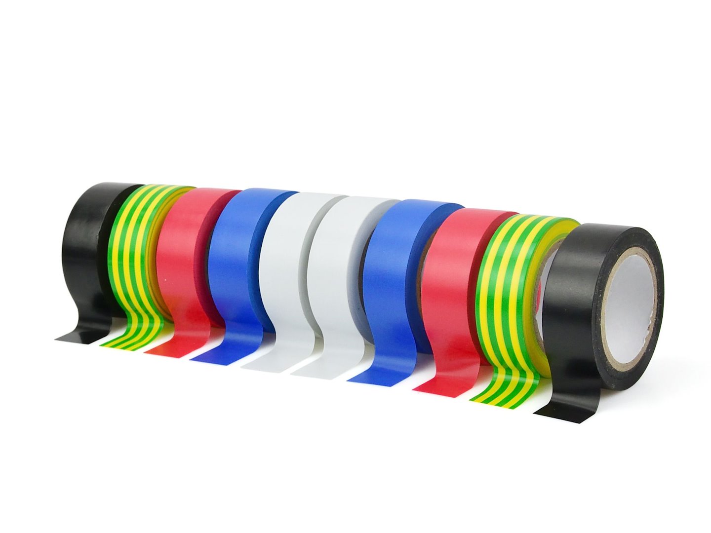 Set of insulating tapes 19 mm x 0.13 mm x 10 m – 10 pcs (5 colors)