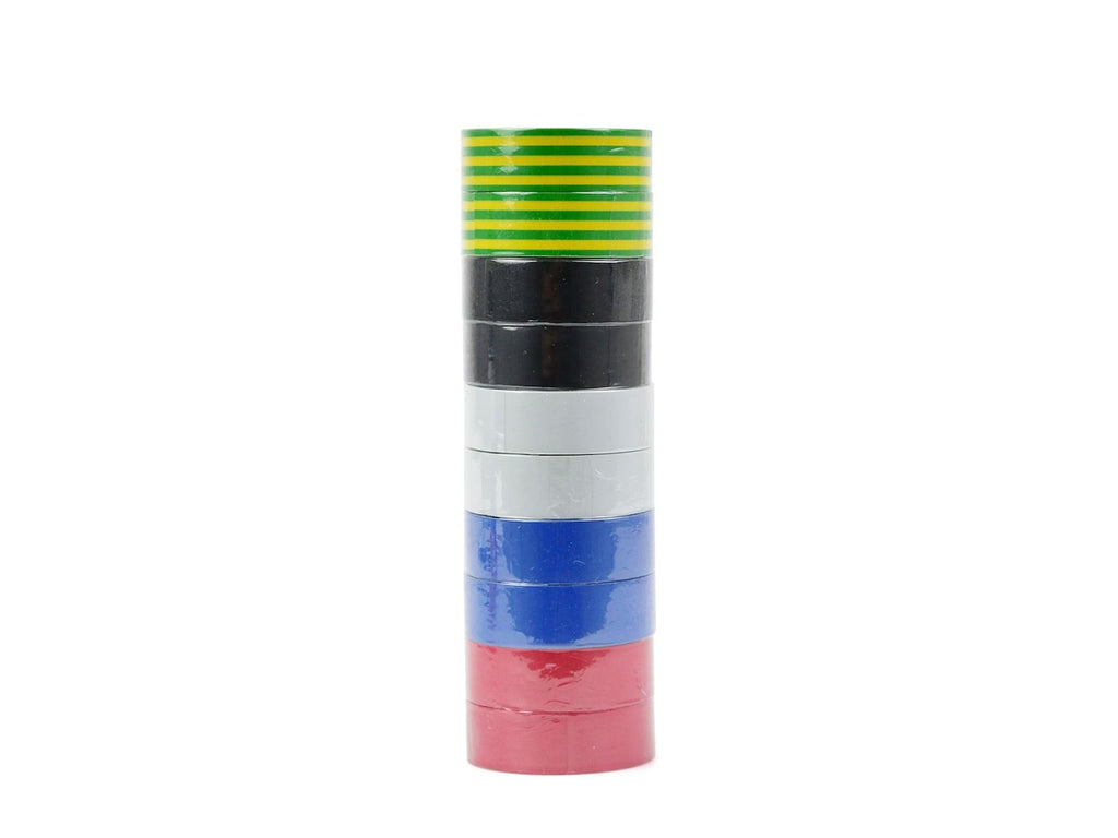 Set of insulating tapes 19 mm x 0.13 mm x 10 m – 10 pcs (5 colors)