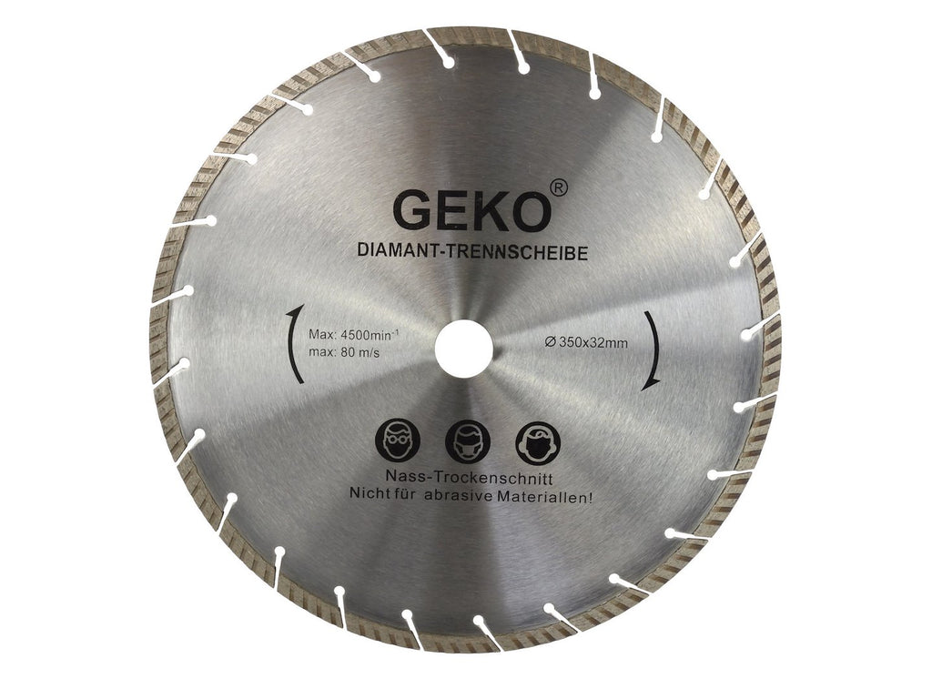 Laser-welded Segmented Turbo Rim Diamond Blade 350 mm x 32 mm LASER-grey