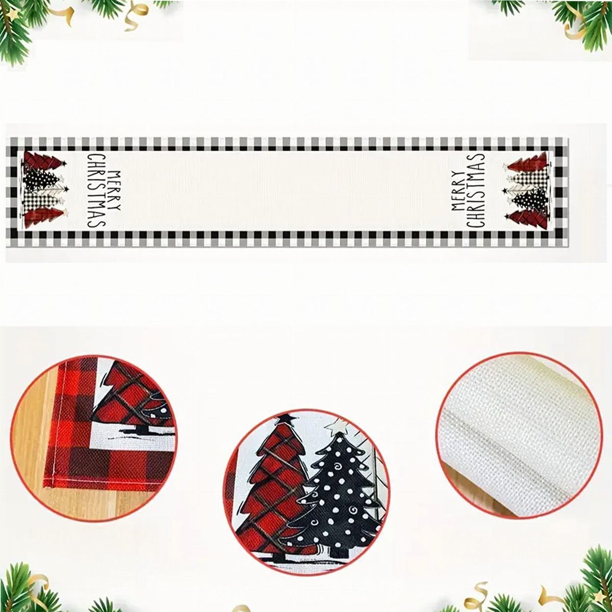 White Table Runner for Christmas Decoration 33x183 cm