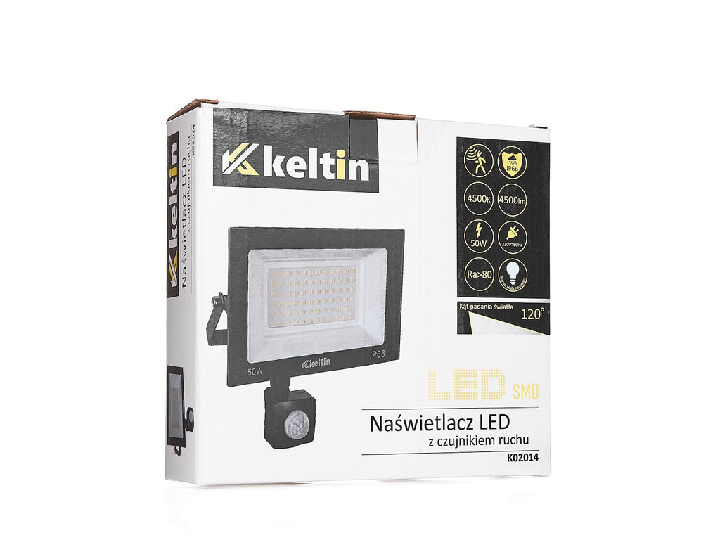 LED floodlight 50W with motion sensor – neutral white 4500K