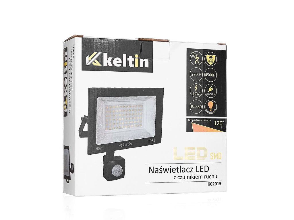 LED Floodlight 50W with Motion Sensor — Warm White 2700K