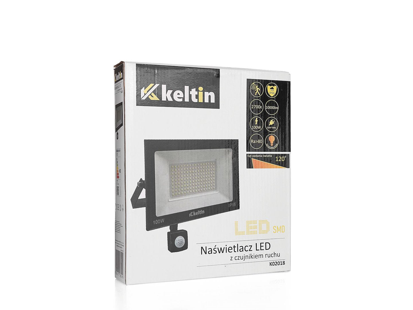 LED floodlight 100W with motion sensor – warm white 2700K