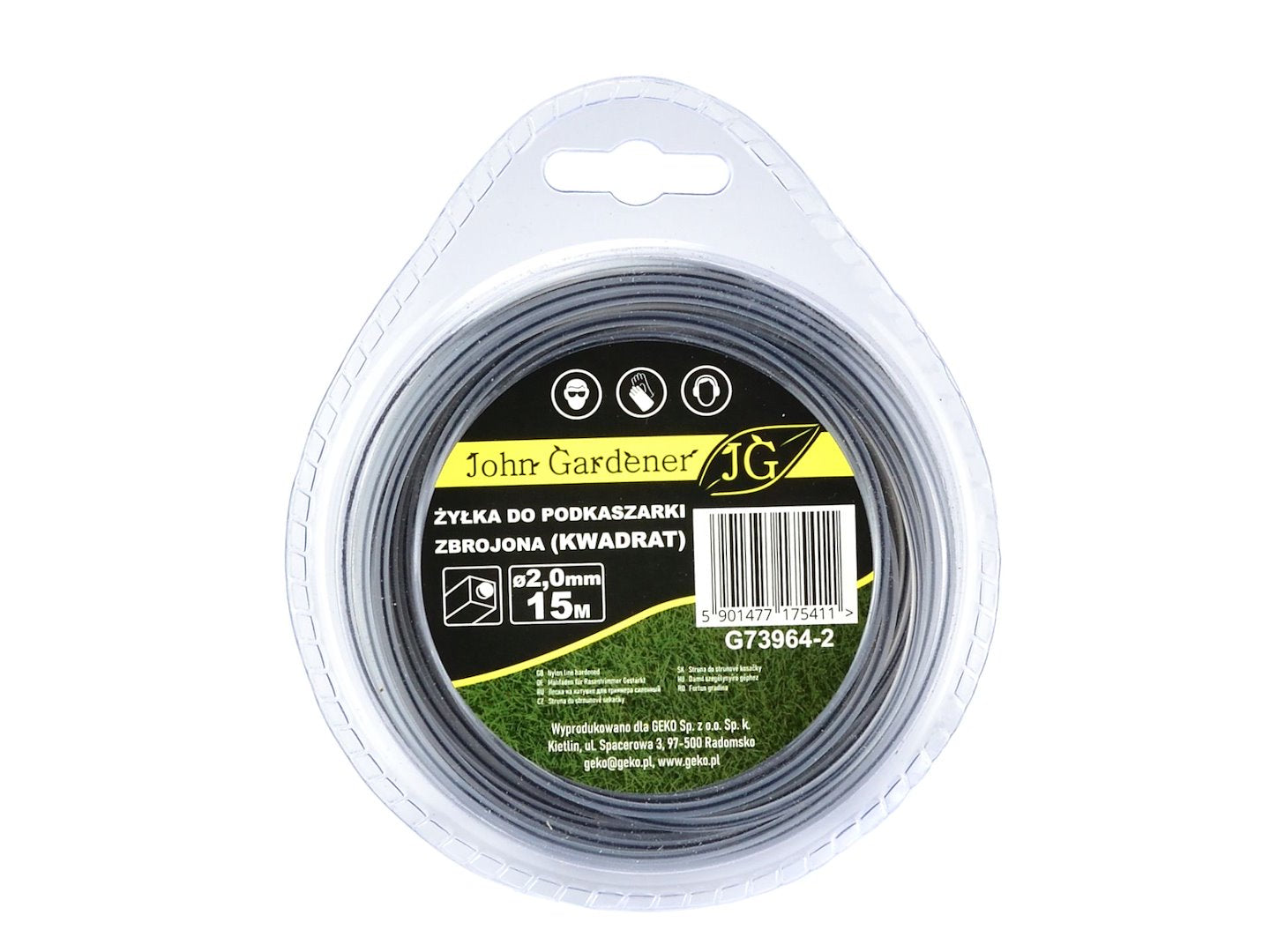 Reinforced nylon line 2.0 mm x 15 m — square
