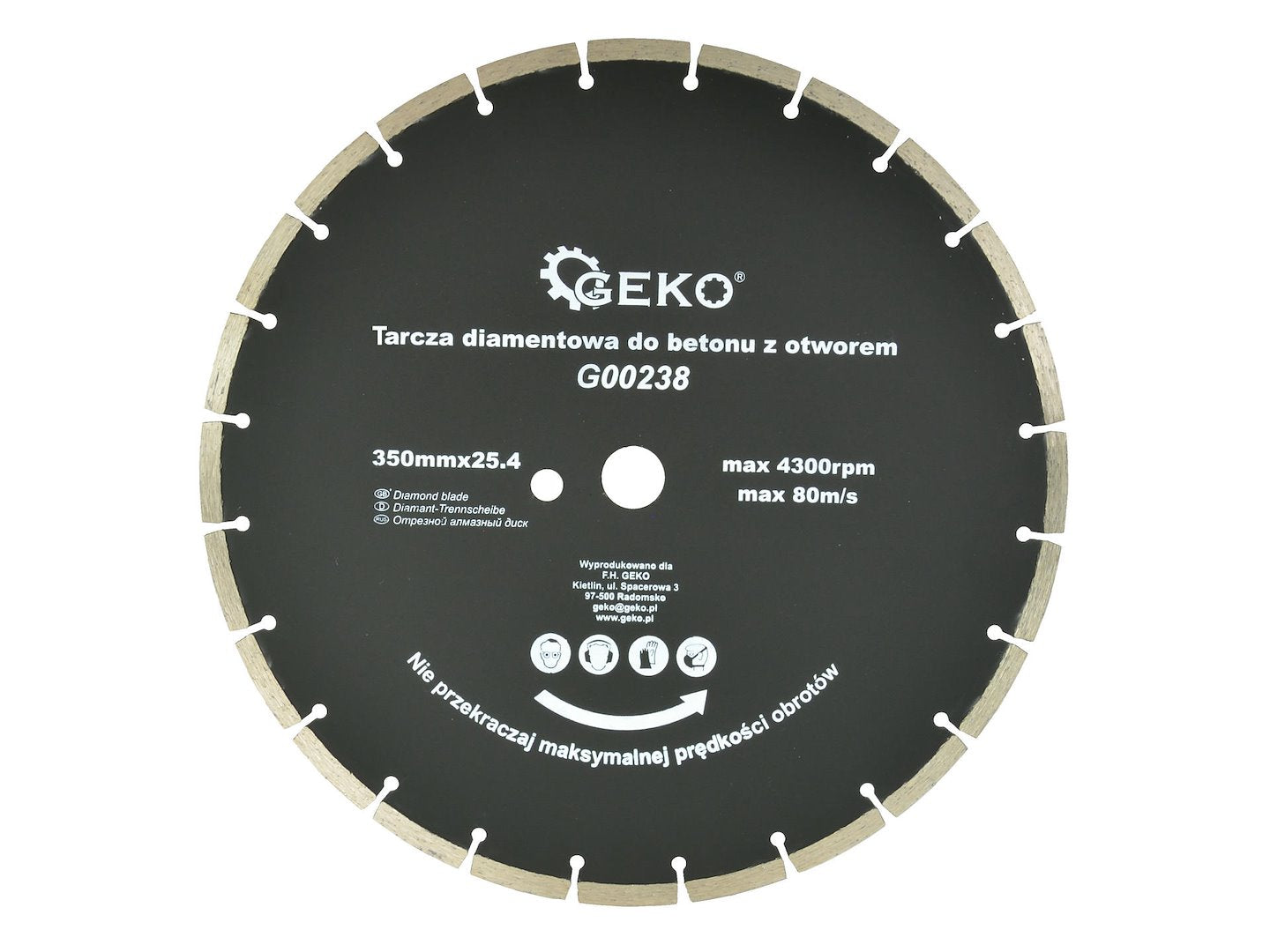 Segmented Rim Diamond Blade 350 x 25,4 mm with Additional Hole