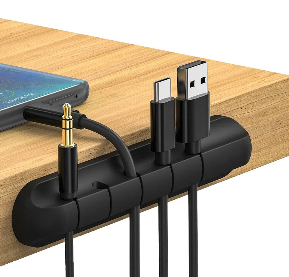 Self-adhesive cable clip holder with 5 slots