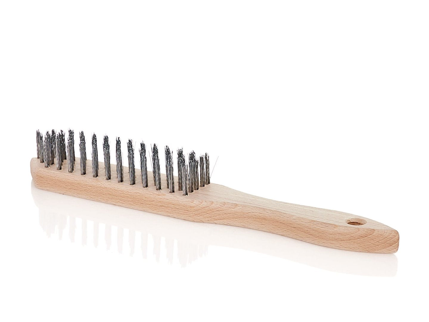 PL Rust-removal wire brush, black, 5 rows, wooden handle (30)