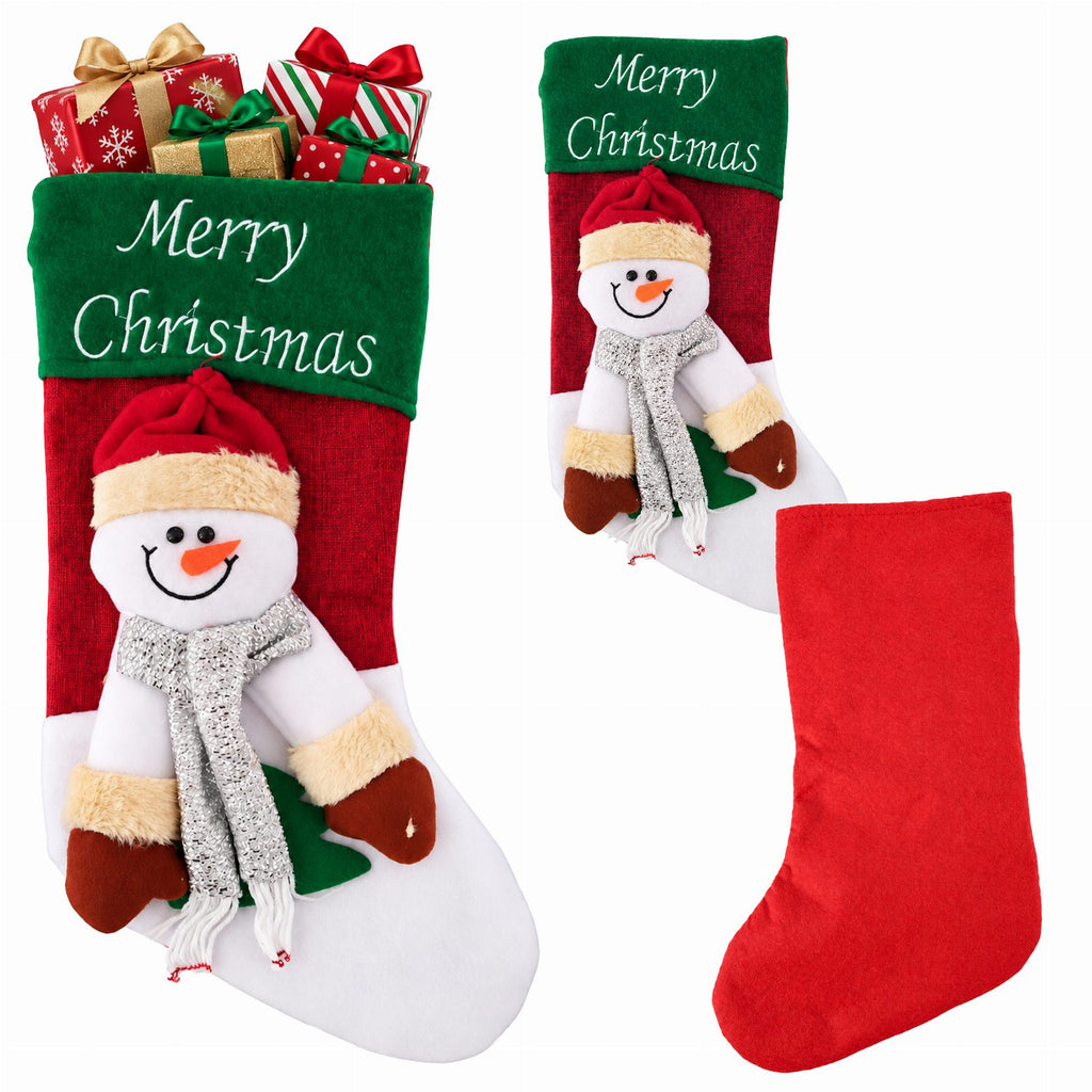 Christmas Stocking Santa Boot with Snowman Bag 1 pc