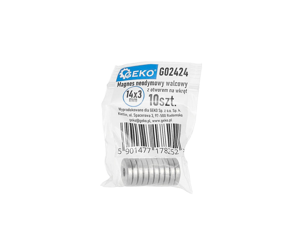 14 x 3 mm round neodymium magnets with screw hole – Pack of 10