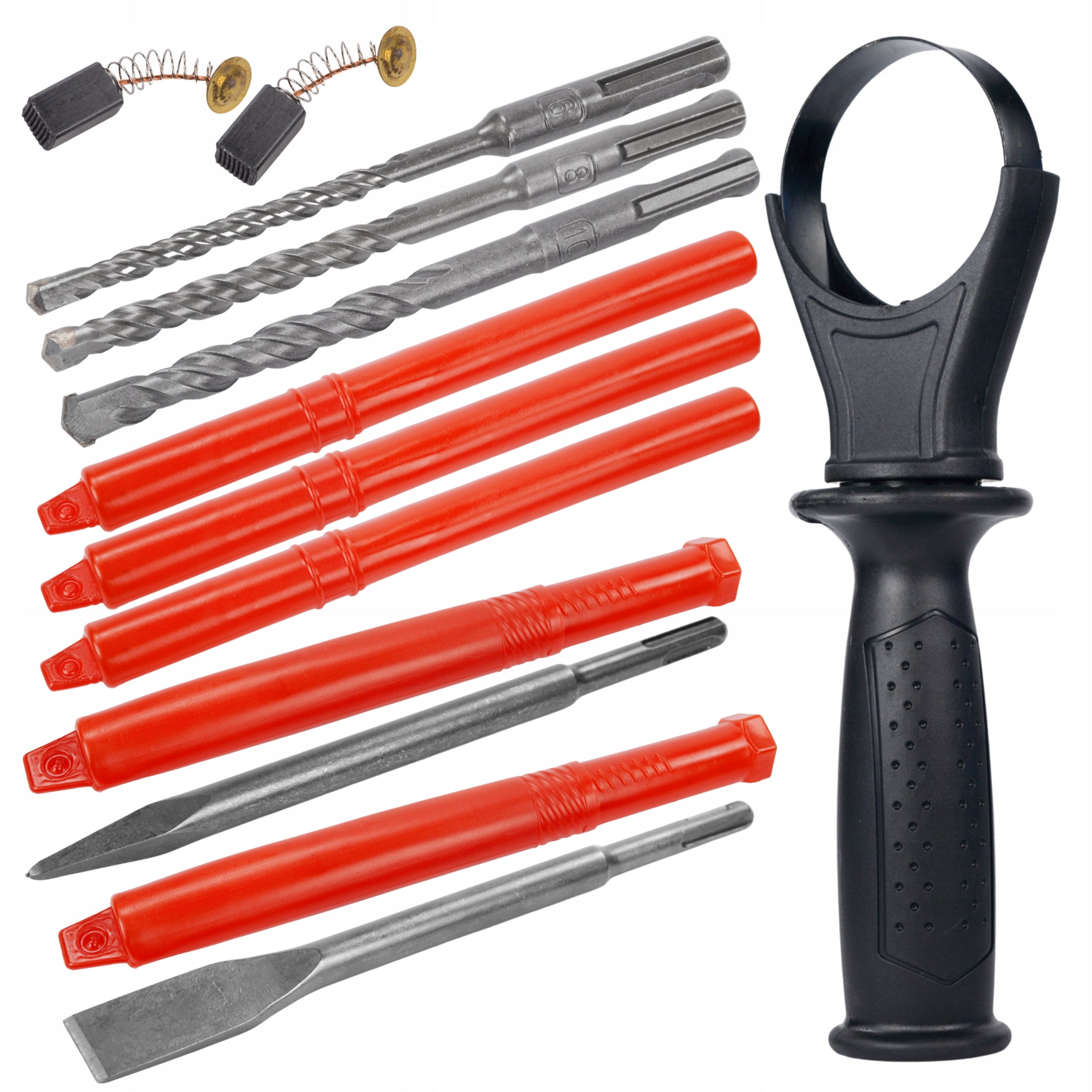 Impact Rotary Hammer SDS+ with Case, 3 Drill Bits, and Chisels – Black