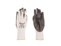 Cotton Work Gloves Size 8 with Nitrile Palm Coating, Knit Wrist (white-grey) – Pack of 12