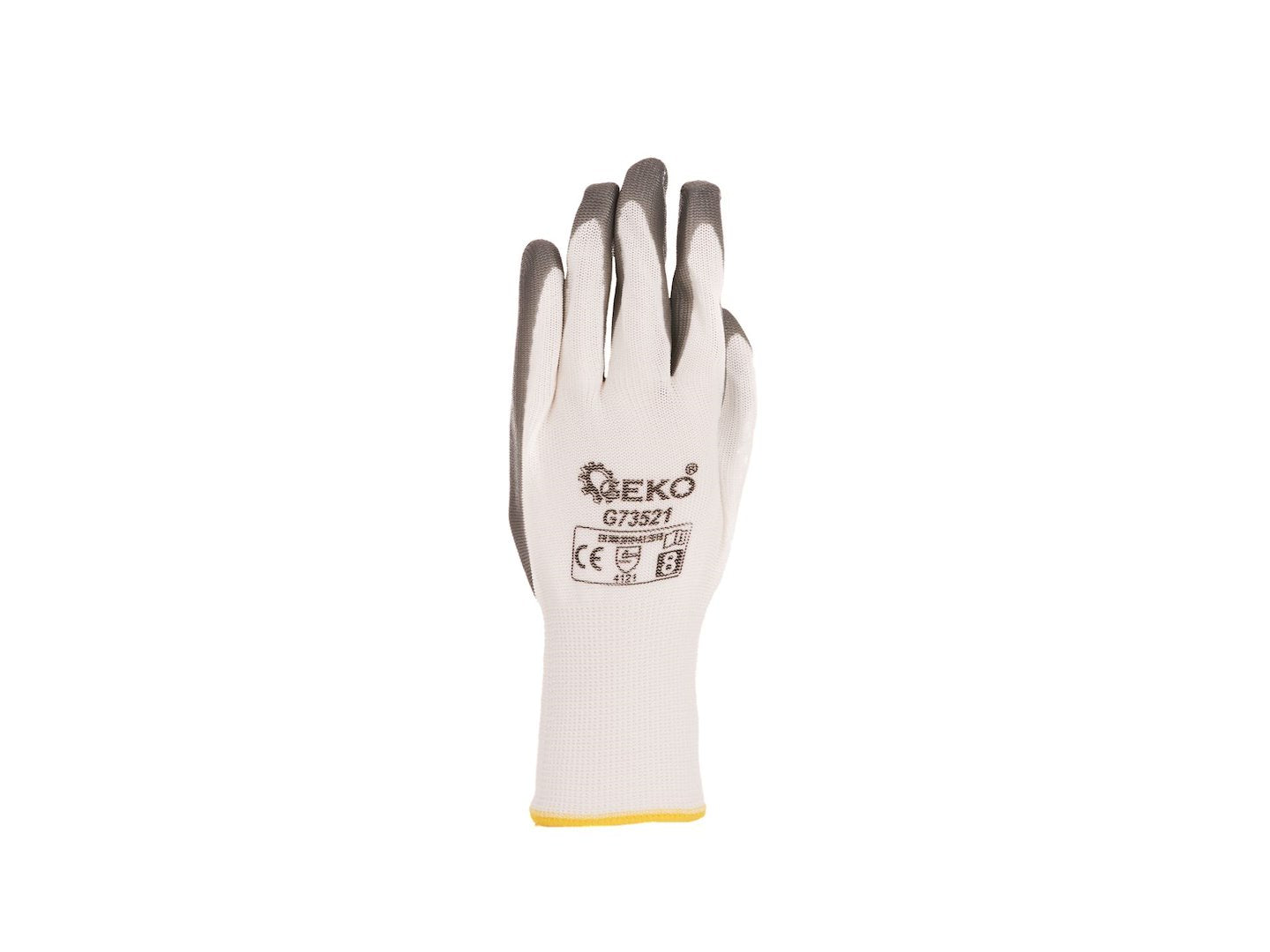 Cotton Work Gloves Size 8 with Nitrile Palm Coating, Knit Wrist (white-grey) – Pack of 12