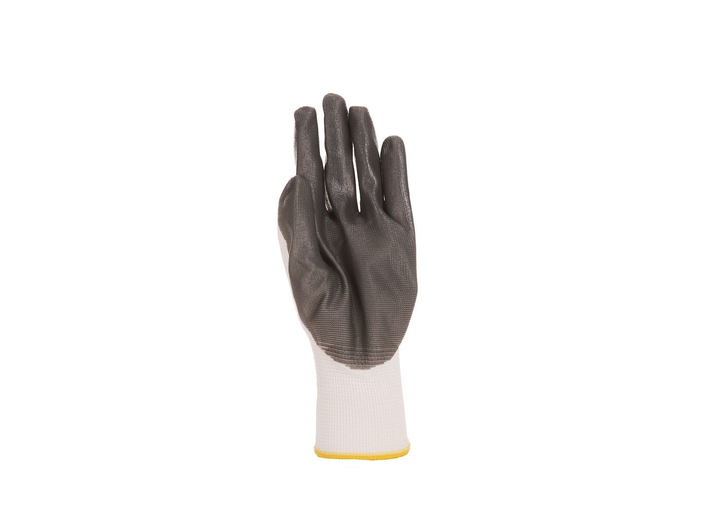Cotton Work Gloves Size 8 with Nitrile Palm Coating, Knit Wrist (white-grey) – Pack of 12