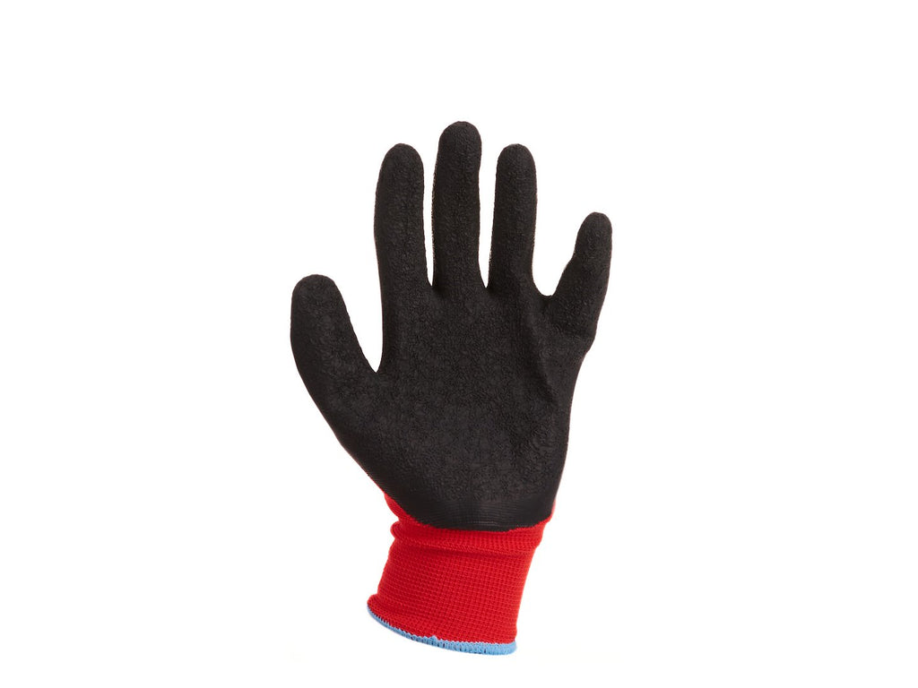 Cotton Work Gloves s.11 with Crinkled Latex Palm Coating, Knit Wrist (red) – Pack of 12