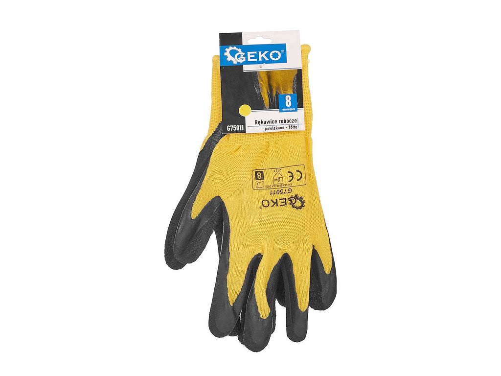 Coated Protective Gloves, Size 8 – Yellow – Pack of 12