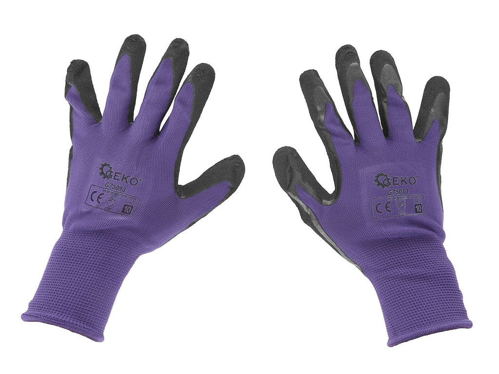 Coated protective gloves, size 10 – purple – Pack of 12